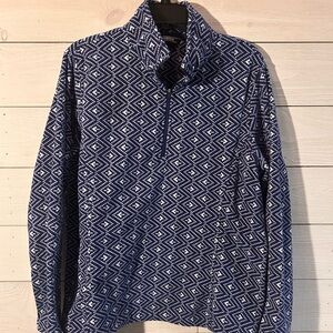 Lands' End Navy and White Patterned Sweater. Women’s. XL.